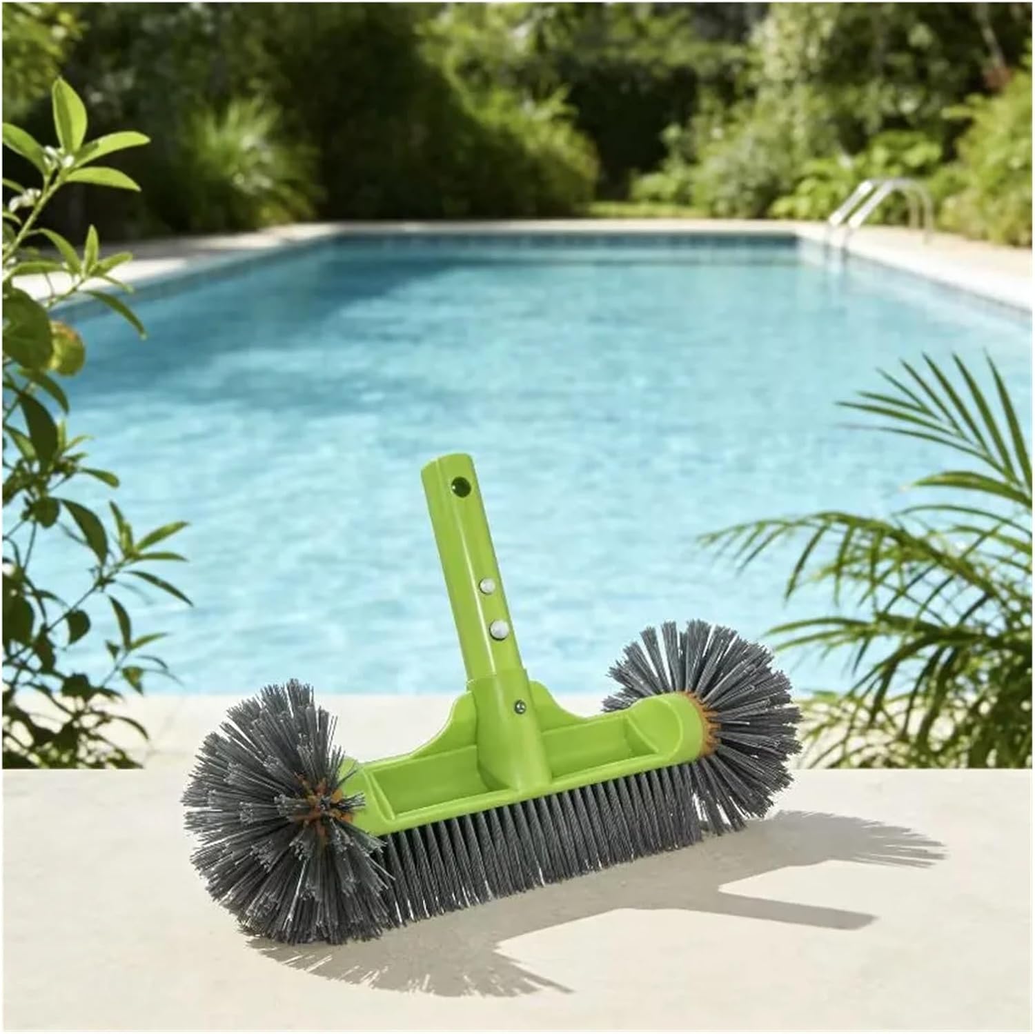 Pool Brush Head with Round Ends, Cleaning Pool Walls Pool Brush with EZ Clip
