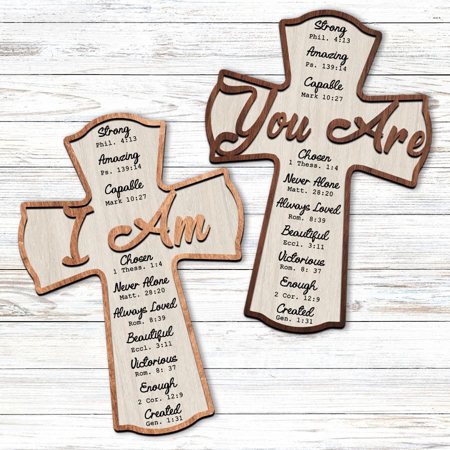 IZI POD You Are Inspiration Cross Wooden Sign, Bible Verse Decor Sign, Baptism Gift Wood Cross, Gifts for Baby Girl Boy or Teen Christening Dedication Baptized Sign, Christian 9