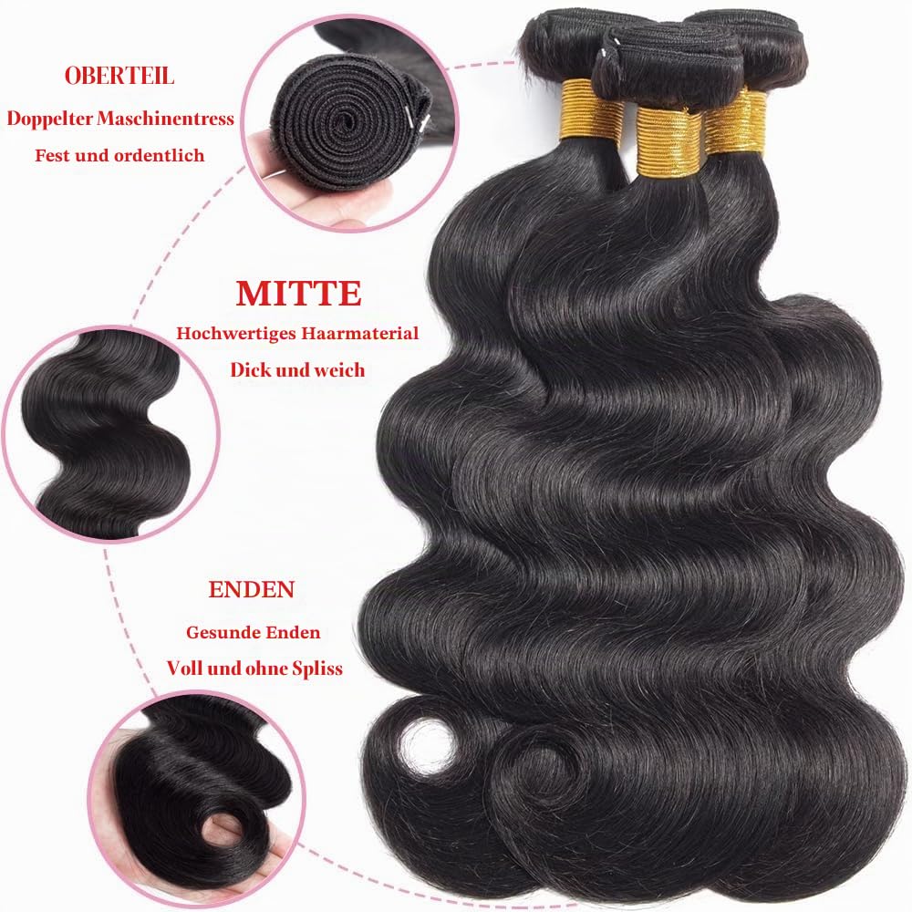 Human Hair Bundles with Closure 22 24 26+20 Zoll 4X4 HD Lace Closure 100% Brazilian Virgin Human Hair 3 Bundles with Closure