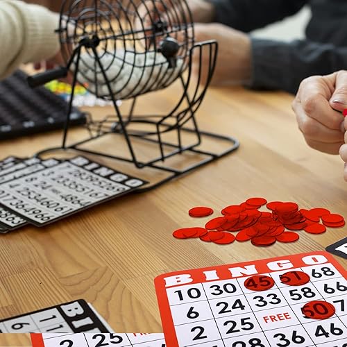 Miniatura 6 de GSE - 500 fichas de bingo transparentes de plástico de 34 pulgadas para fiestas de juegos de bingo, aula, noche de juegos, sala de bingo (rojo)