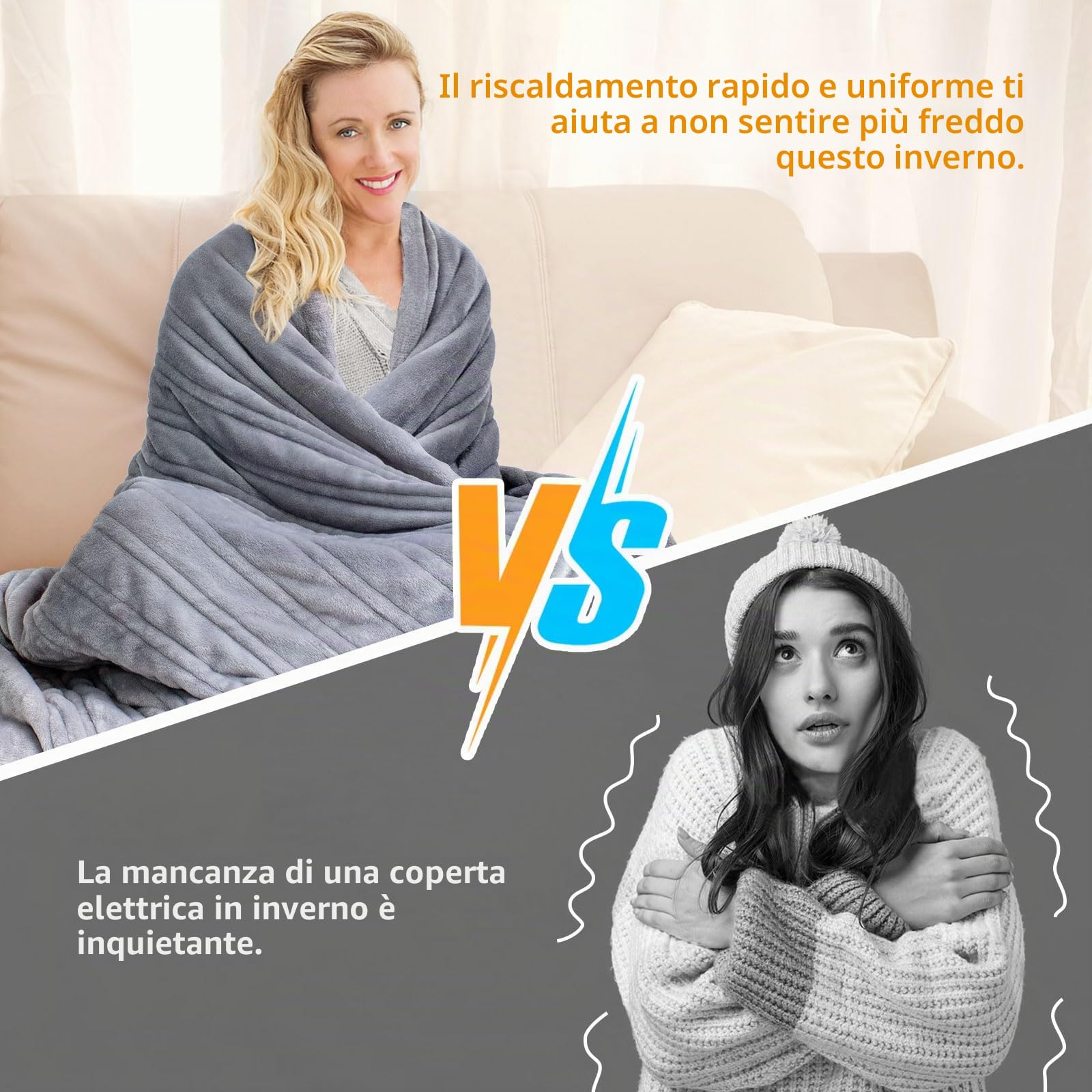 Coperta Elettrica, Coperta Riscaldata Termica 180x150cm, Coperta Matrimoniale con Flanella Riscaldamento Rapido 6 Temperature Personalizzata 5 Timer Protezione Surriscaldata Lavabile