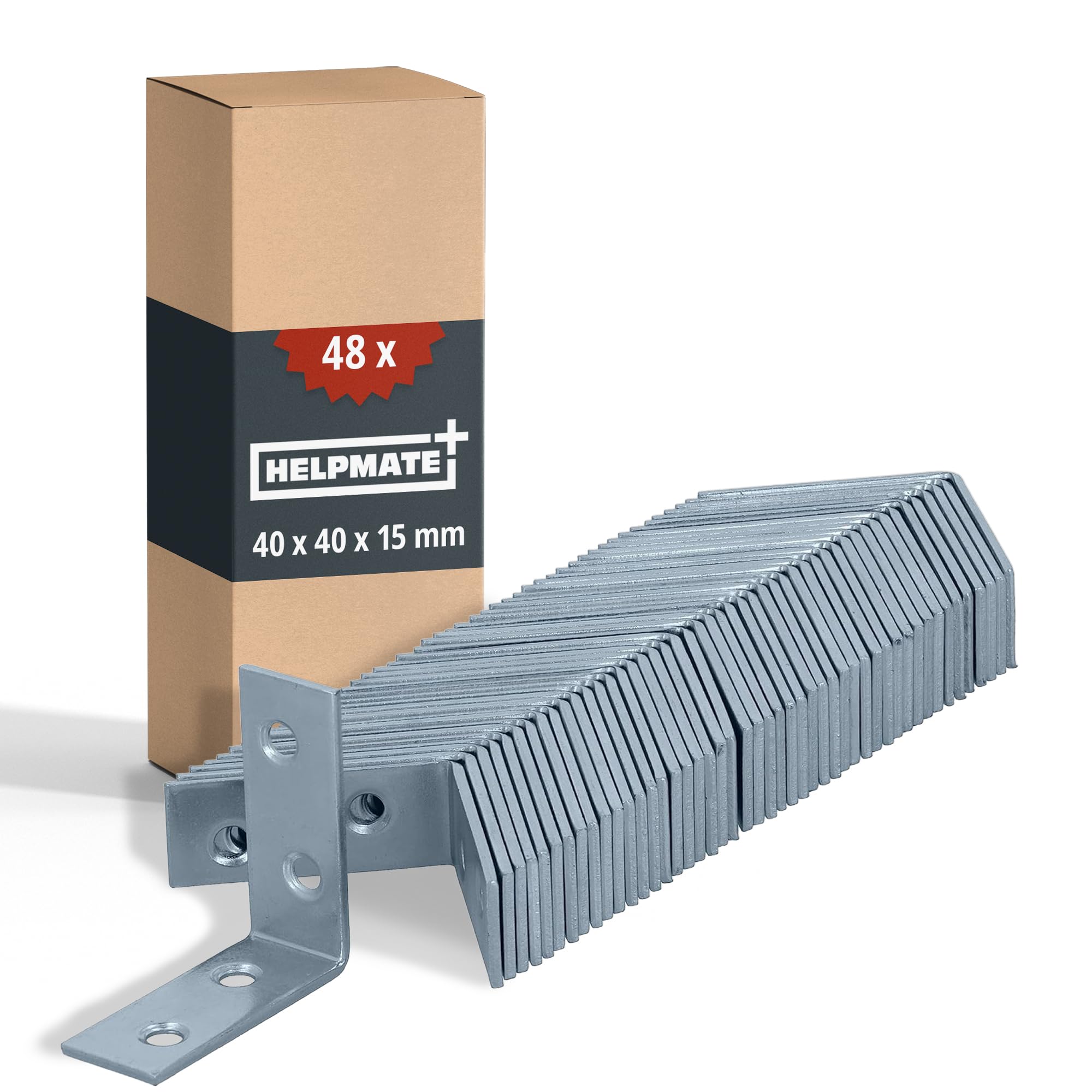 HELPMATE – 48 Stück Stuhlwinkel 40x40x15 mm – Winkelverbinder galvanisch verzinkt & blau passiviert – Möbelwinkel mit Korrosionsschutz, stabil & langlebig – einfache Montage