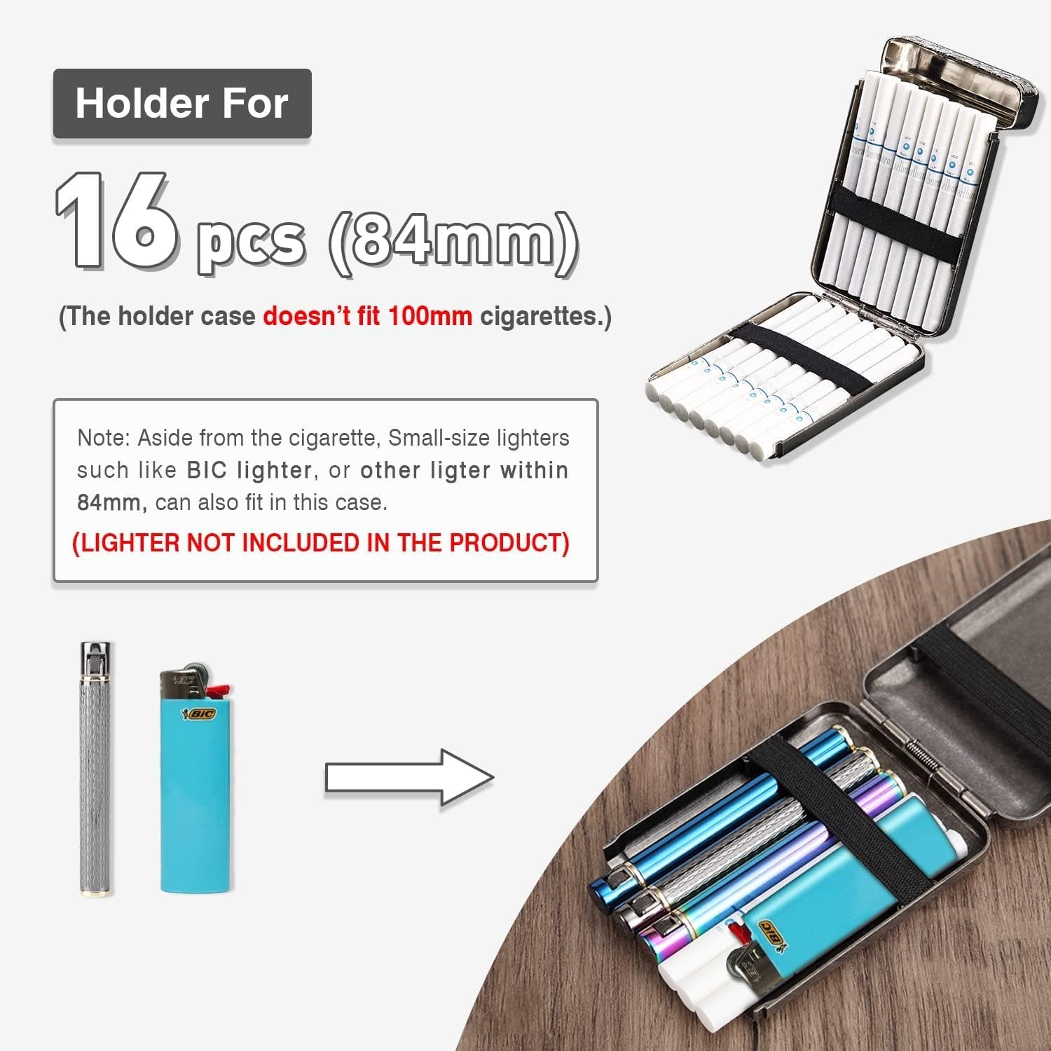 Retro European Metal Cigarette Case,Zinc Alloy Creative Carving,Can Hold 16 84mm Cigarettes,Three-Fold Design,Portable Storage Box,Classical European Style,Suitable for Men and Women,Bronze