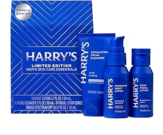 Harry's Limited Edition Holiday Gift Set for Men, Men's Skincare Essentials (2 oz Exfoliating Face Wash, Daily Face Lotion with SPF 15, Hydrating Night Lotion)
