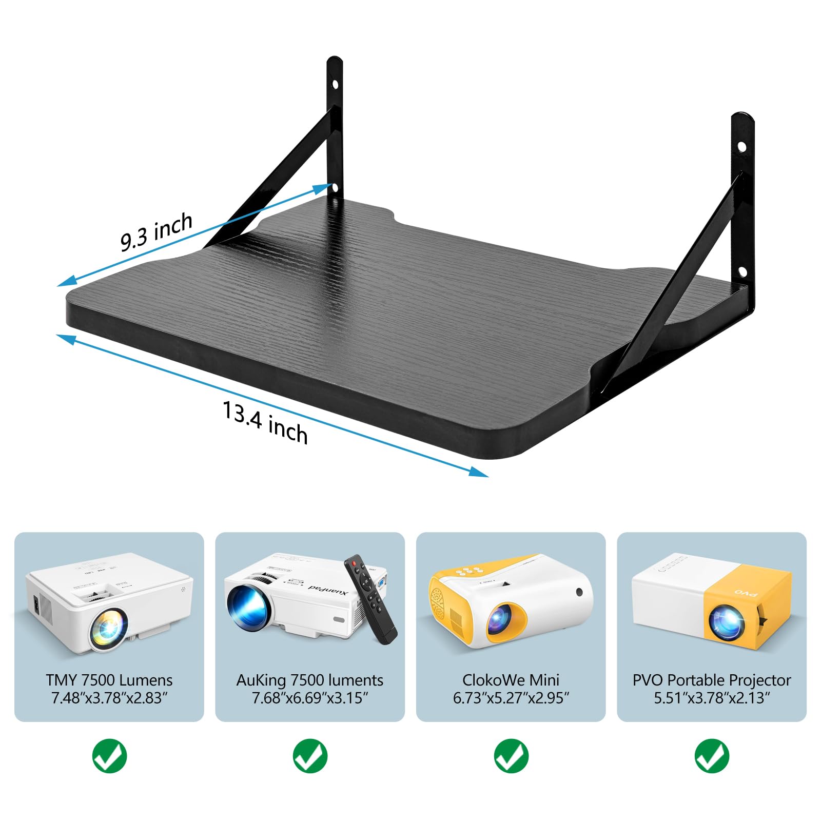 MDF - Mensola piccola per mini proiettore, supporto da parete per router, supporto rack per proiettore e modem, per Xbox Series PS5 PS4