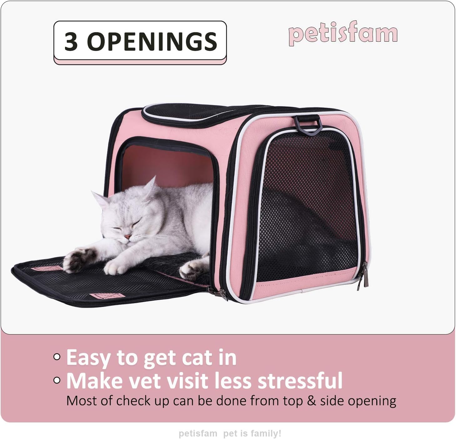 petisfam Top Load Cat Carrier for Medium Cats, Collapsible and Escape Proof : Pet Supplies