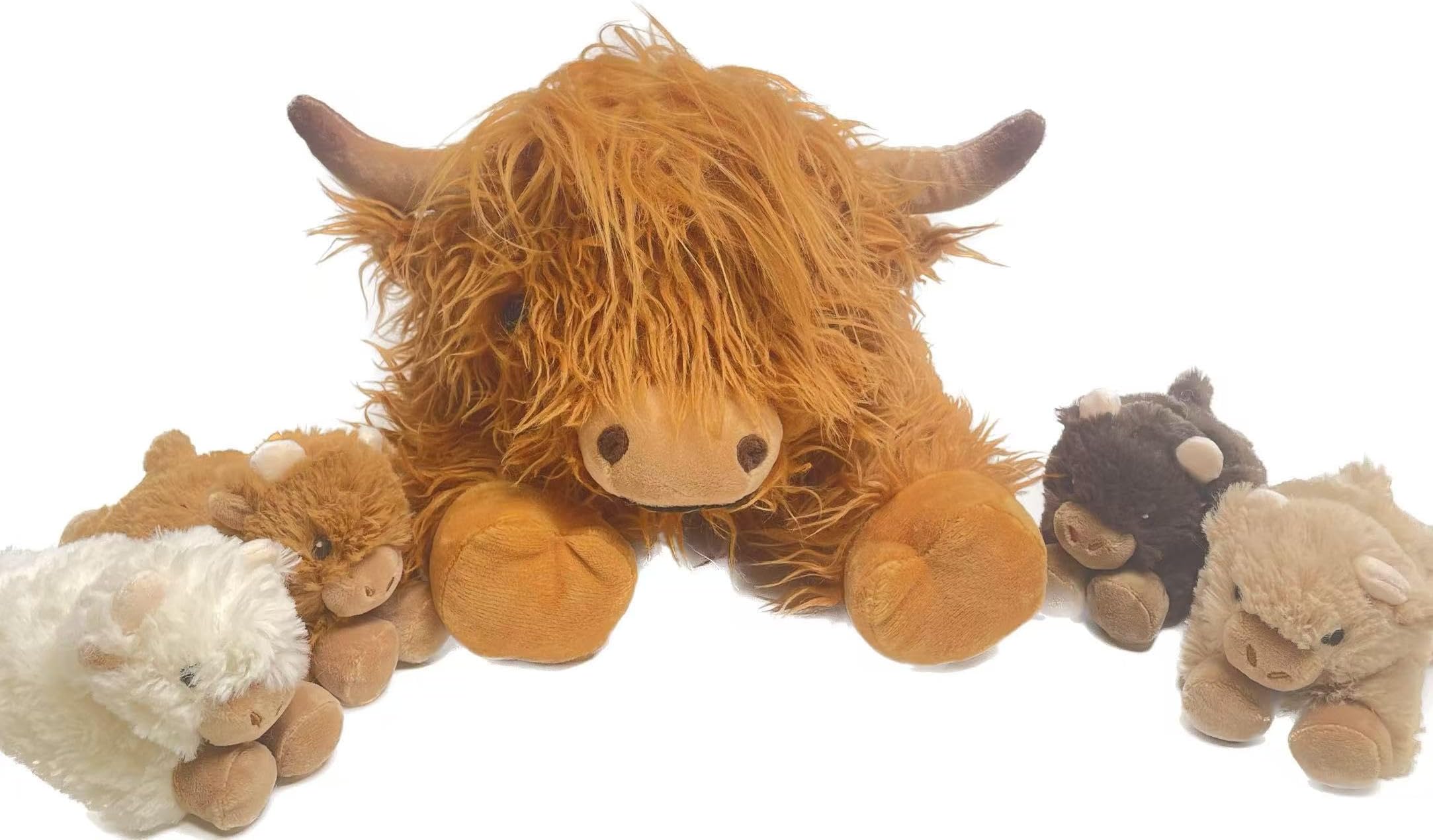 2Pcs Highland Cow Stuffed Animals, Microwavable Stuffed Animal Adorable Fluffy Highland Cow Plush for Warmth, Heatable Coolable Lavender Scent Toy, Cute Soft Plushies Gift for Kids Boys Girls & Adults