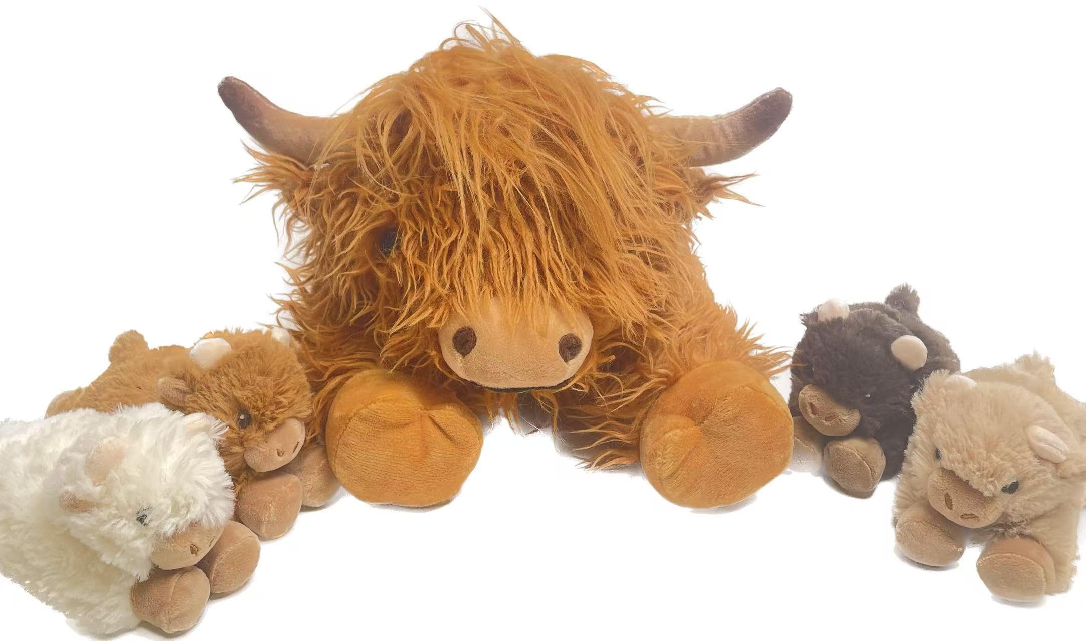 2Pcs Highland Cow Stuffed Animals, Microwavable Stuffed Animal Adorable Fluffy Highland Cow Plush for Warmth, Heatable Coolable Lavender Scent Toy, Cute Soft Plushies Gift for Kids Boys Girls & Adults
