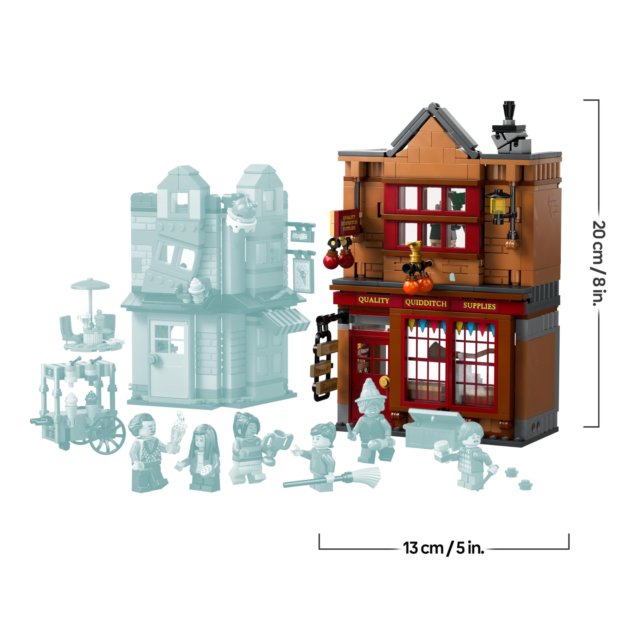 LEGO Harry Potter Qualität für Quidditch & Fortescues Eissalon - Set mit 2 Winkelgasse Läden, 6 Minifiguren & Zubehör inkl. Nimbus 2000 Besen - Geschenk für Jungen & Mädchen ab 8 Jahren - 76452
