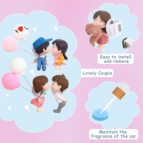 Miniatura 4 de 4 piezas lindo ambientador de aire para automóvil, bonito clip de ventilación para pareja, accesorios de automóvil, clip de perfume para niño y