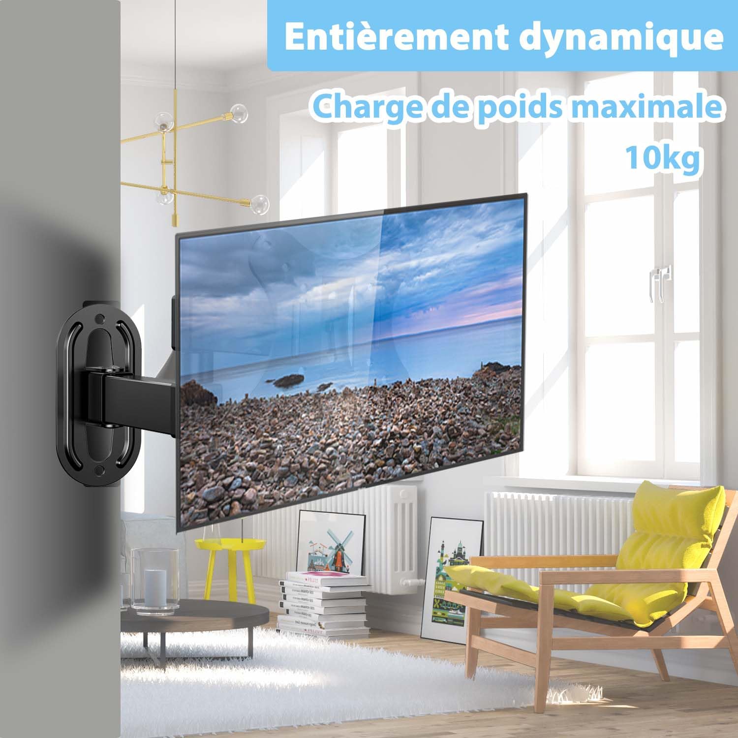 Support TV Mural 14 à 27 Pouces Ecran PC,Orientable et Inclinable,VESA 75x75mm / 100x100mm jusqu'à 10 kg,Universel 17 19 21 24 Pouces Support Mural TV,Support de Moniteur