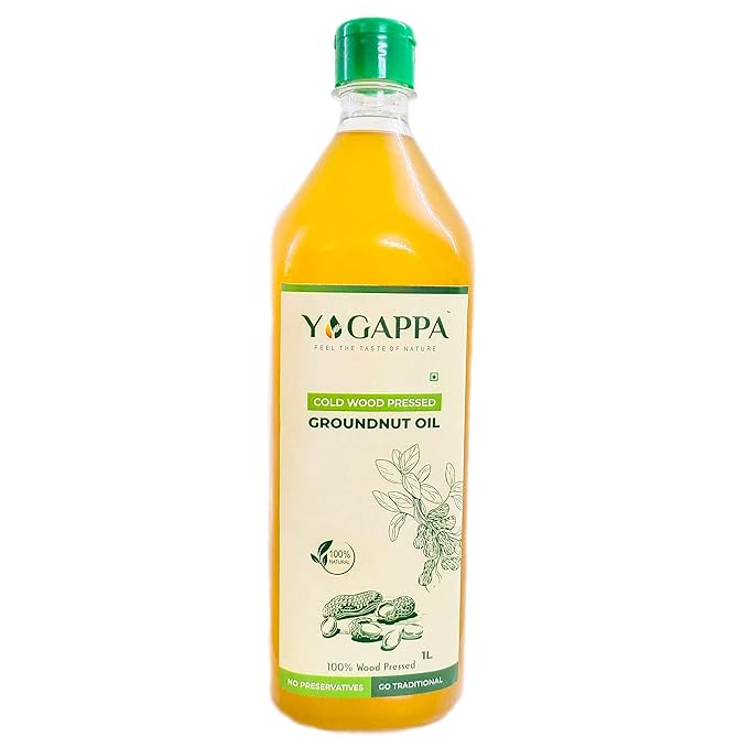 YOGAPPA Cold Wood Pressed Groundnut Oil 1L | Peanut Oil 1L | Wood Pressed Groundnut Oil 1 Litre. (Groundnut)
