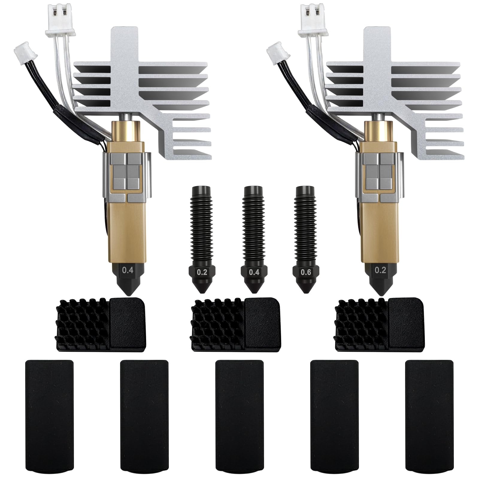 Upgrade 0.2mm+0.4mm Ceramic Hardened Steel Hotend Kit for Elegoo Centauri Carbon/Centauri, 2-Pack Print Head Hot End with 3pcs Nozzles (0.2/0.4/0.6mm), Silicone Socks & Nozzle Cleaning Brushes-image-19