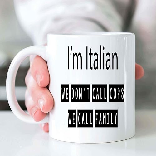 Miniatura 7 de Regalo ideal para italianos, una gran sorpresa de cumpleaños para cuñado italiano, We Don't Call Cops, taza de café de cerámica blanca de 11 onzas
