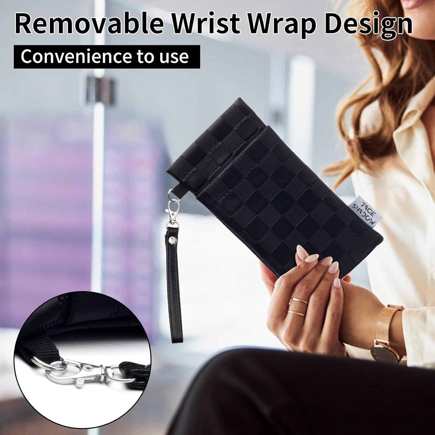 Face Shadow Double Glasses Case PU Soft Eyeglass Case For Women Men Squeeze Top Sunglasses Case With Cleaning Cloth - Image 6