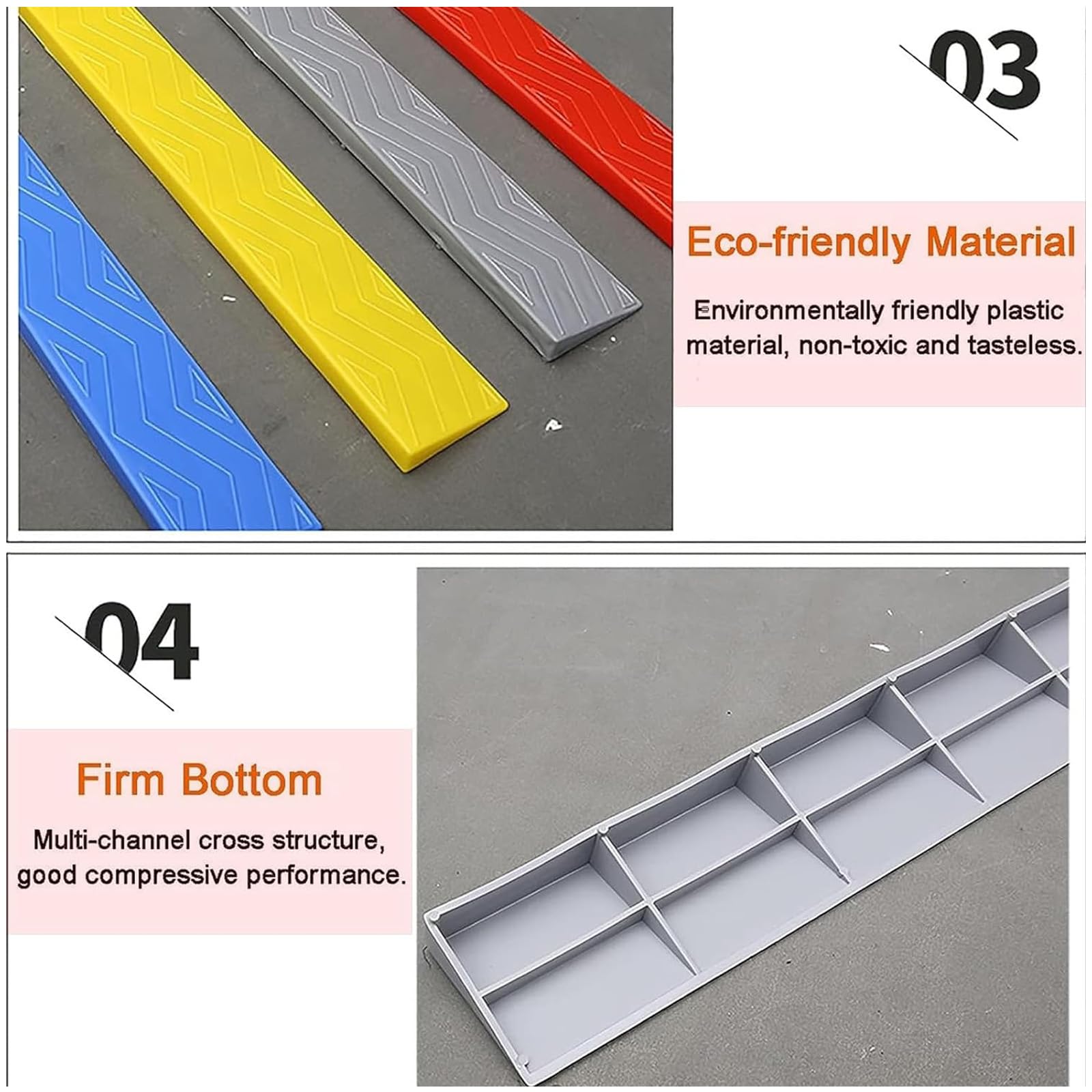 podjazd, Antypoślizgowa rampa dla wózków inwalidzkich o wzniosie 1–6,5 cm — przenośne rampy progowe, domowa(Yellow,100x10x3.5cm)