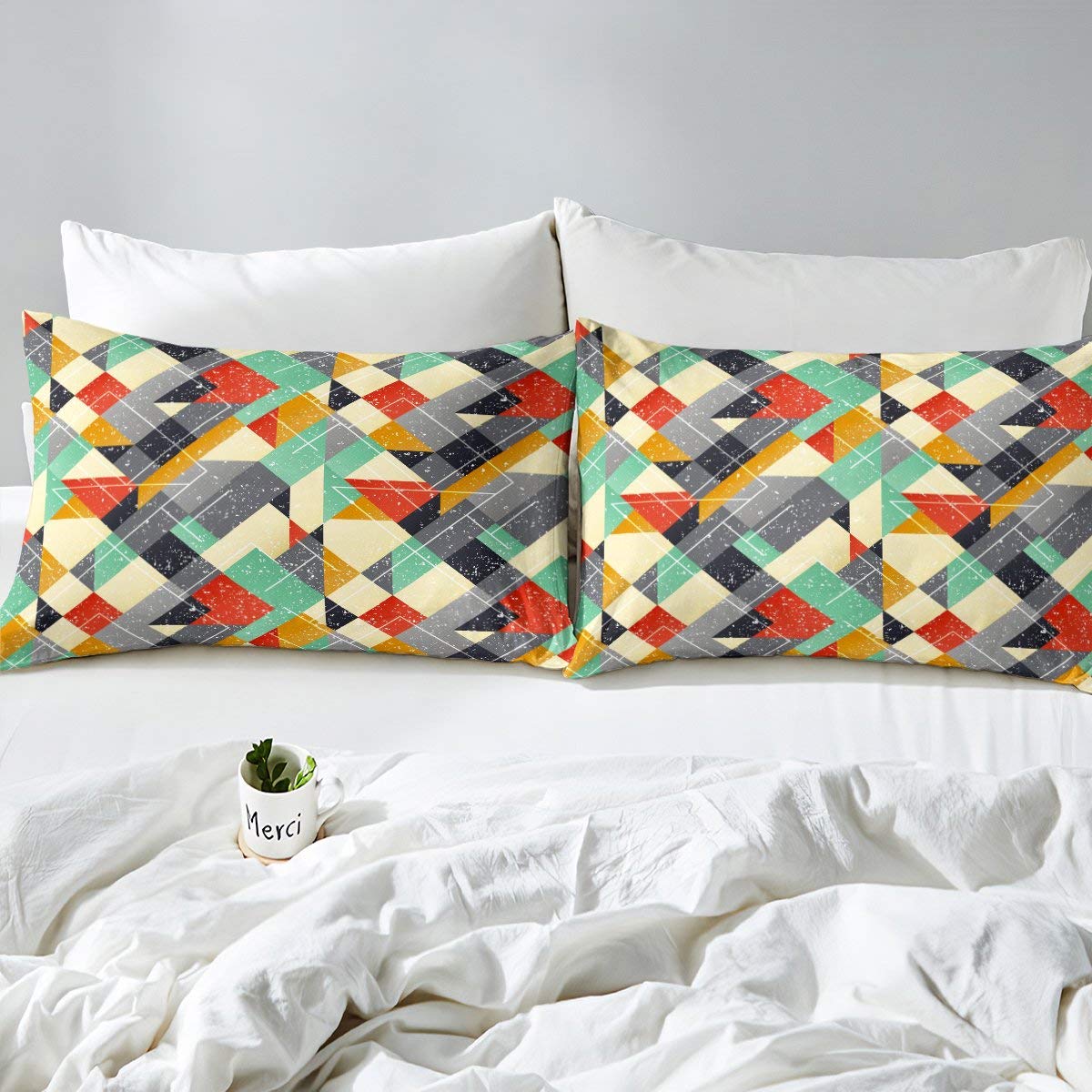 NTBED Set Biancheria Da Letto Queen – Motivo Geometrico Console Game, Morbida Microfibra Verde Chiaro