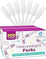 Diplastible 500 Count Heavy Duty White Plastic Forks - Disposable Bulk Pack for Parties, Events, BBQs & Everyday Use
