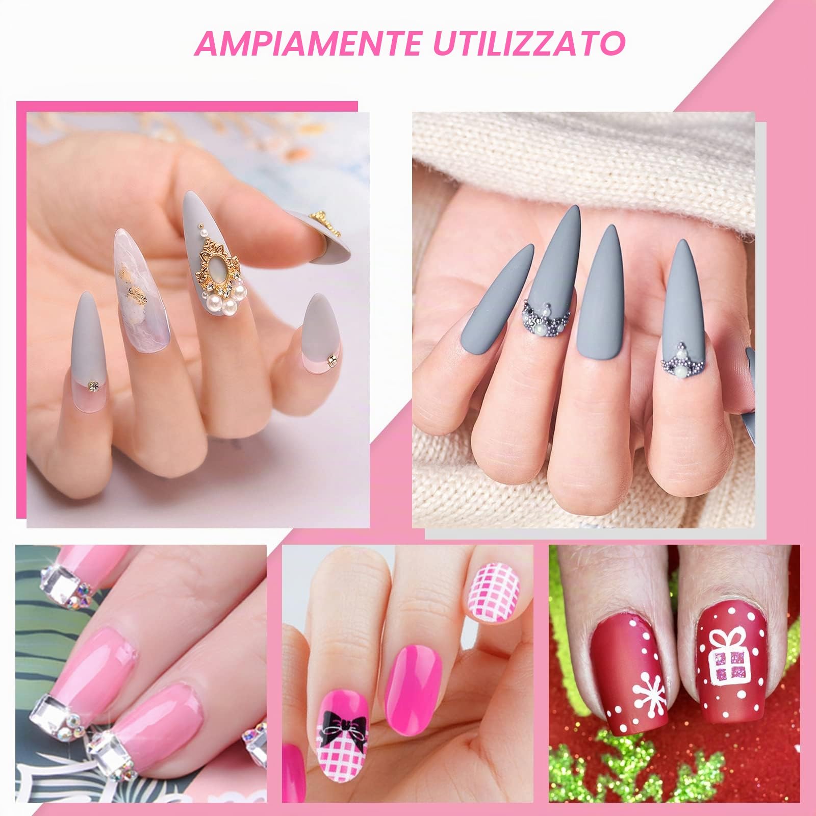 Sularpek 5 Pezzi Pennelli per Unghie, Pennelli Unghie Doppia Testa, Brush per Nail Art Penne dotter, Liner Pittura Pennello Set per DIY Disegno Decorazioni