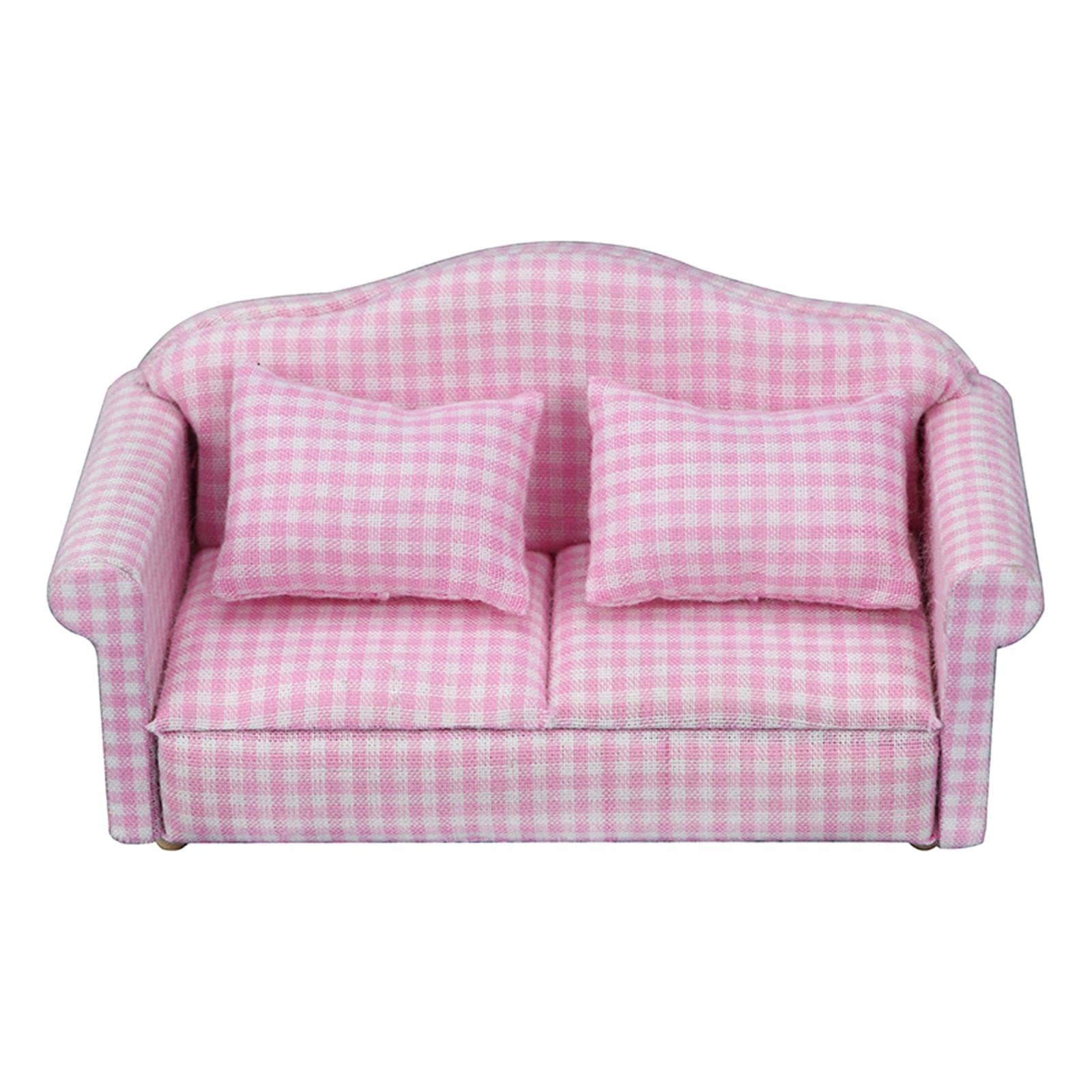 Sofá de Cuero para Casa de Muñecas, Sofá Miniatura, Sillón, Estilo Europeo, Accesorios, Asiento para Diseño de Habitación de Casa de Muñecas 1:12,
