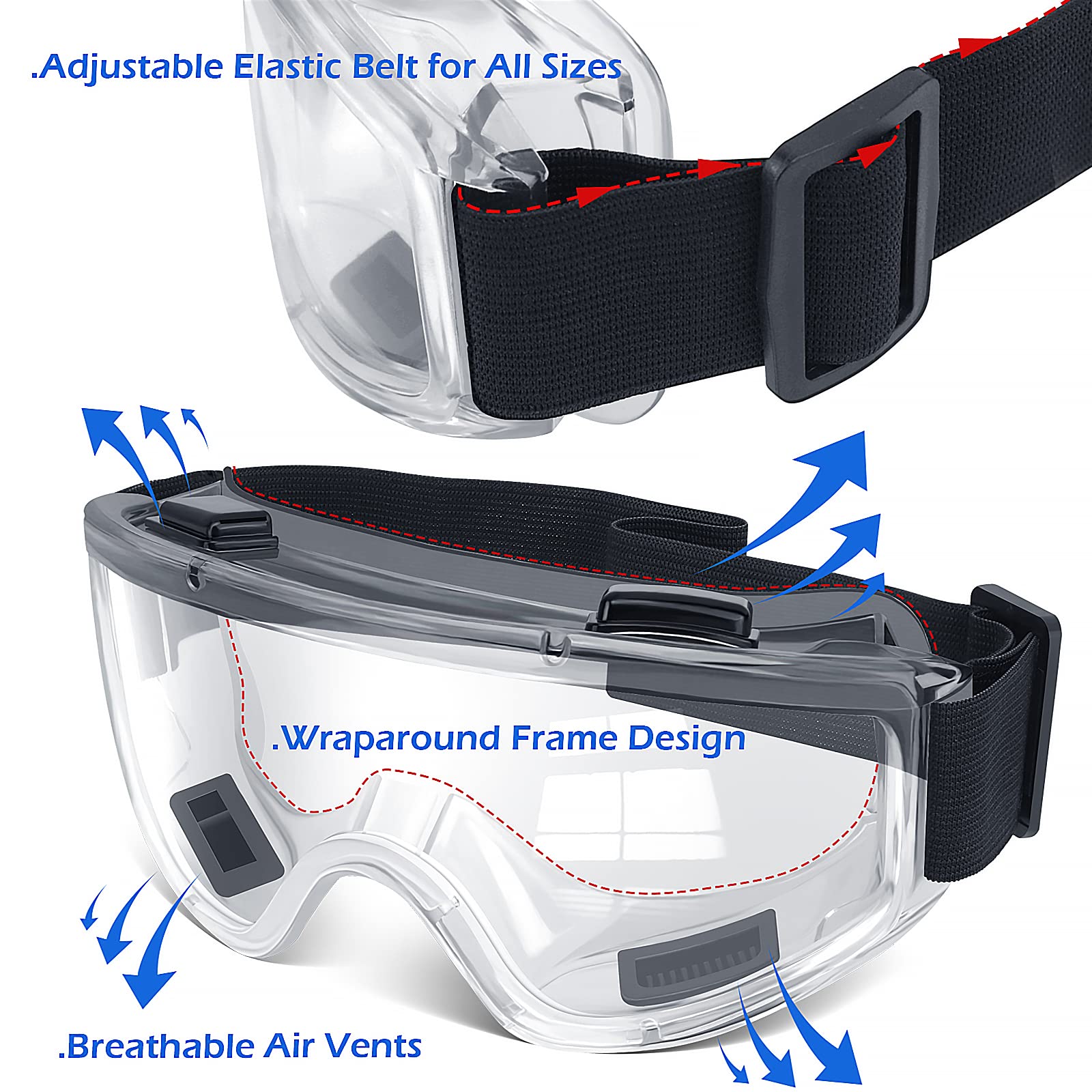 OXG Paquete de 6 gafas de seguridad ANSI Z87.1, gafas de seguridad antivaho, gafas de laboratorio para hombres y mujeres, gafas de protección ocular (multicolor)