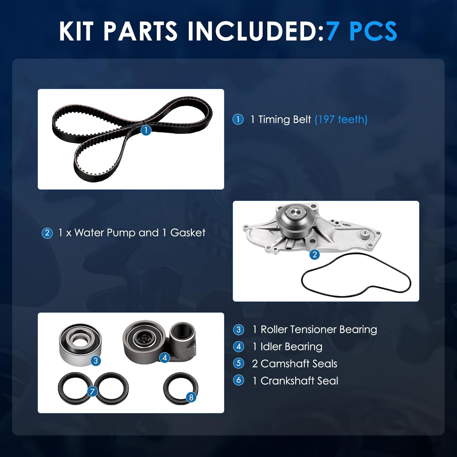 ECCPP Timing Belt Kit with Water Pump Compatible For Acura CL MDX TL,1998-2002 For Accord 1999-2004 For Honda Odyssey 2003-2004 For Honda Pilot 14510-P8A-A01 TS26286 WP135-2380 WP4024 TBK286