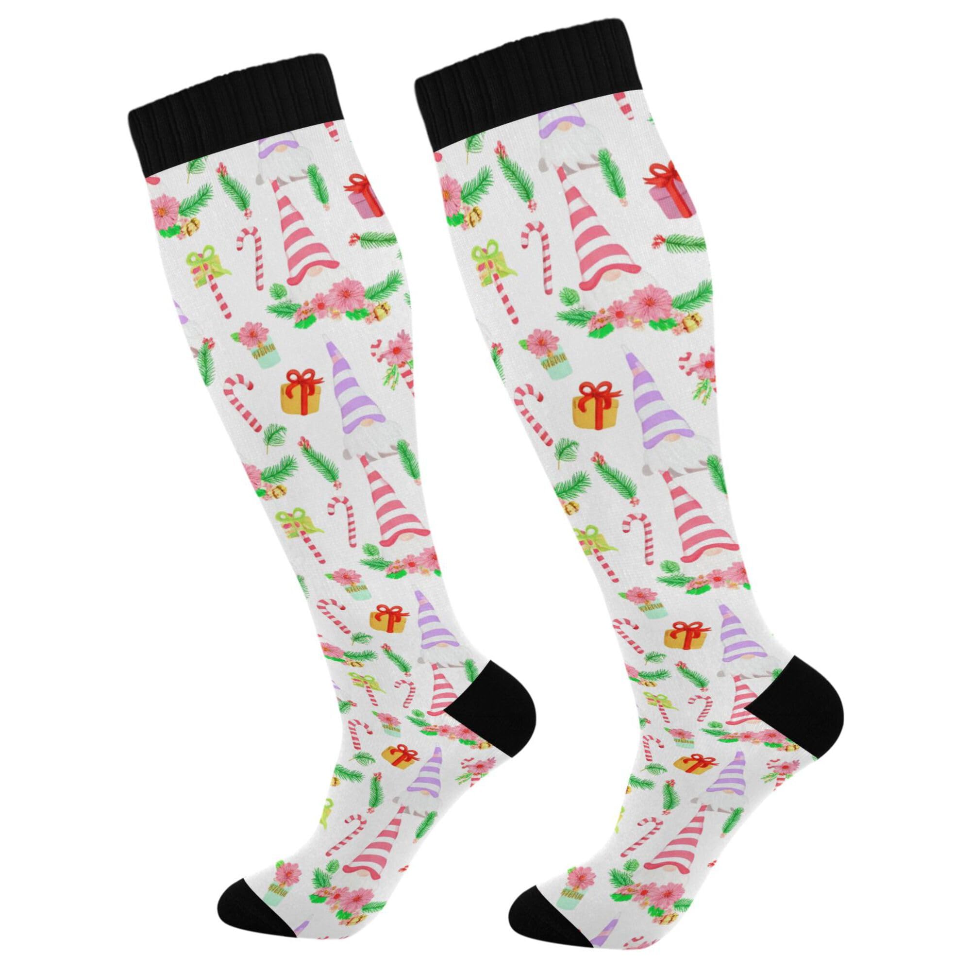 Cgiub Gnomes Compression Socks for Men Women 20-30 mmHg Circulation Support Socks Knee High Stockings for Athletic Running Travel