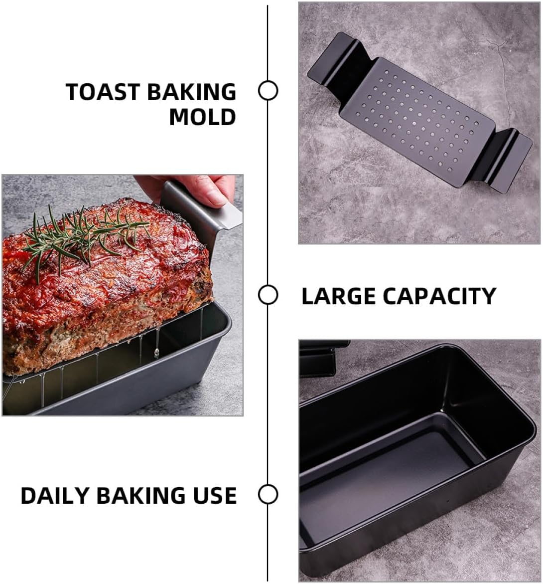 Carbon Steel Toast Mold Non-stick Loaf Pan with Removable Lift-up Tray Black Baking Tool for Home Oven Bread and Meatloaf