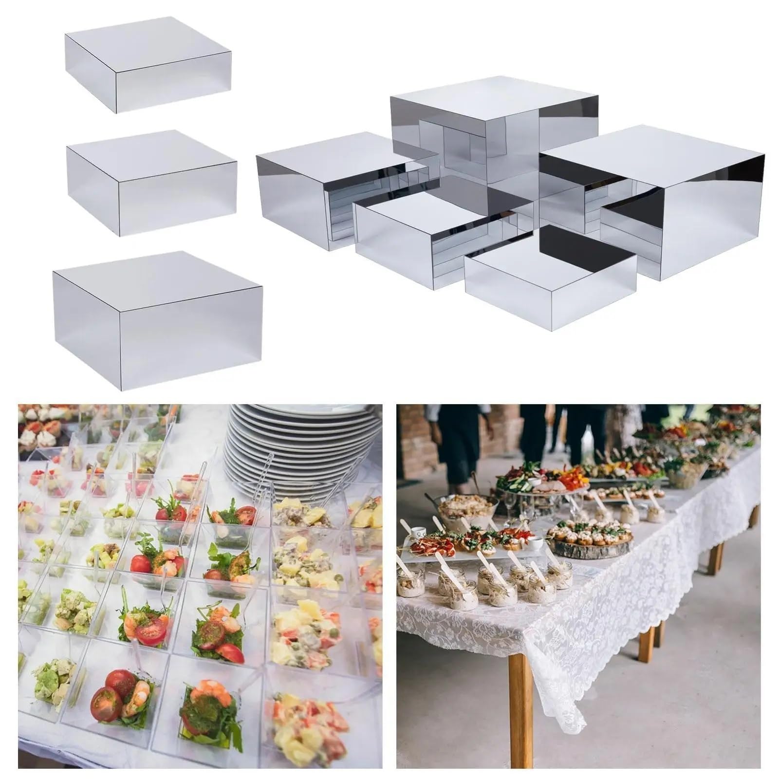 Alzata per buffet Alzate for buffet, feste, tavoli, panetteria, pasticceria, versatile, specchio for pane, decorativo, banchetto nuziale, caramelle, torte, espositori(5pcs)