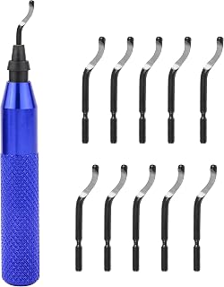 YXGOOD Hand Deburring Tool Kit with 10 HSS BS1010 Blades - Swivel Head for Precise Deburring on Metal, Plastic, Wood Edges (Blue)