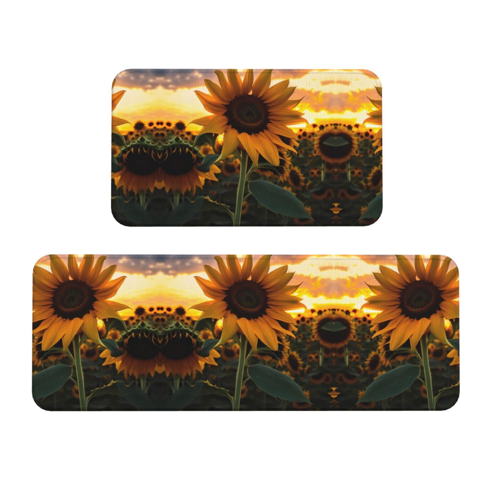 Alfombrillas de cocina para suelo con girasoles rústicos, decoración para lavandería y entrada