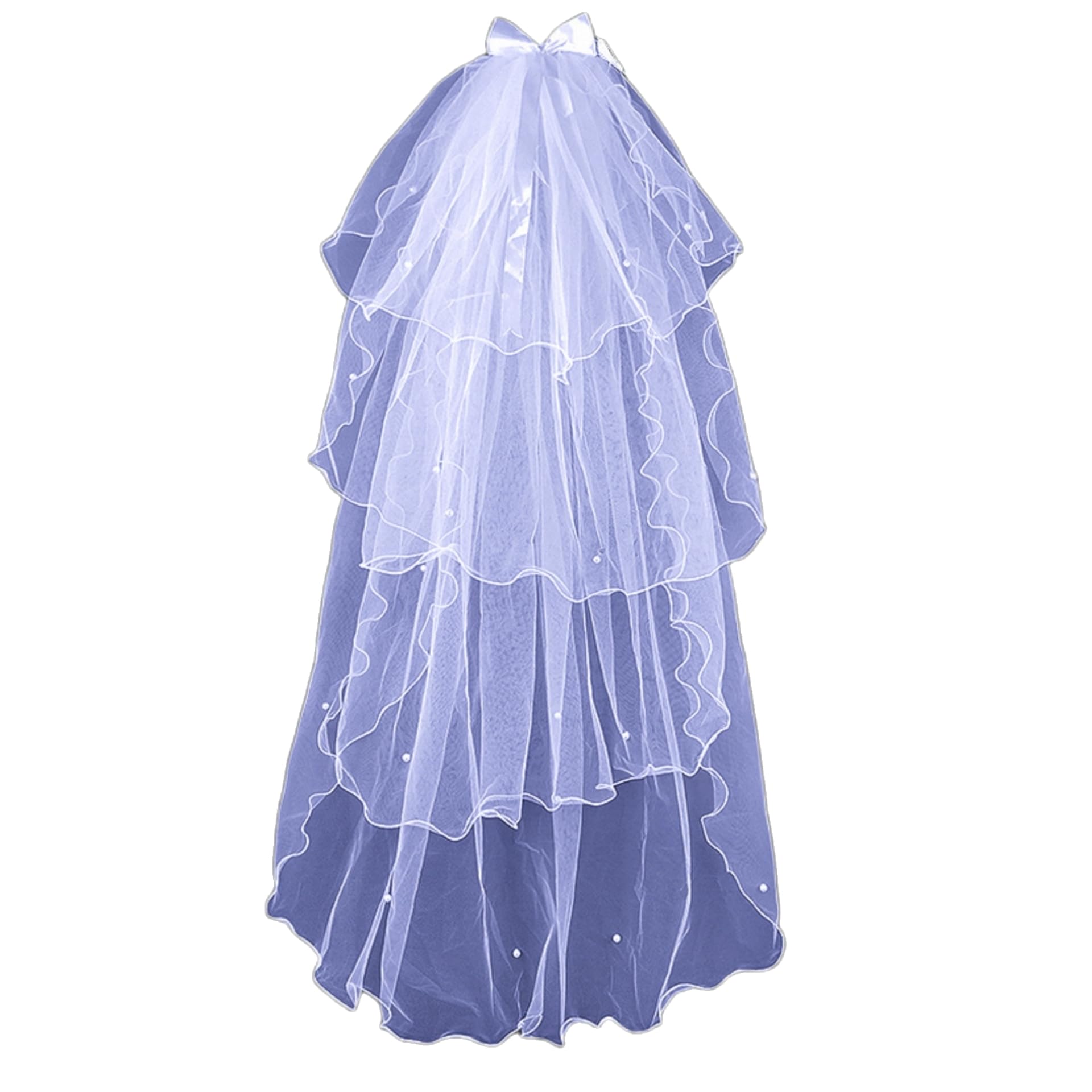 HONPOLO Wedding Veil Bridal Veil 4 Layers Bowknot Rolling Nail Pearl Veil Photo Wedding Party Wedding Dress Accessories Veil, Elegant Design Exquisite Details Easy to Wear 80cm