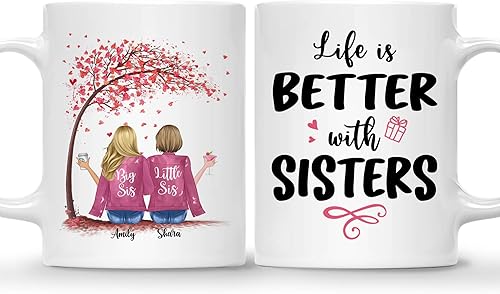 Miniatura 42 de Gossby Taza de café personalizada para hermana, regalo personalizado de 3 hermanas con diseño, nombre, cumpleaños, Navidad, amistad con temática 3