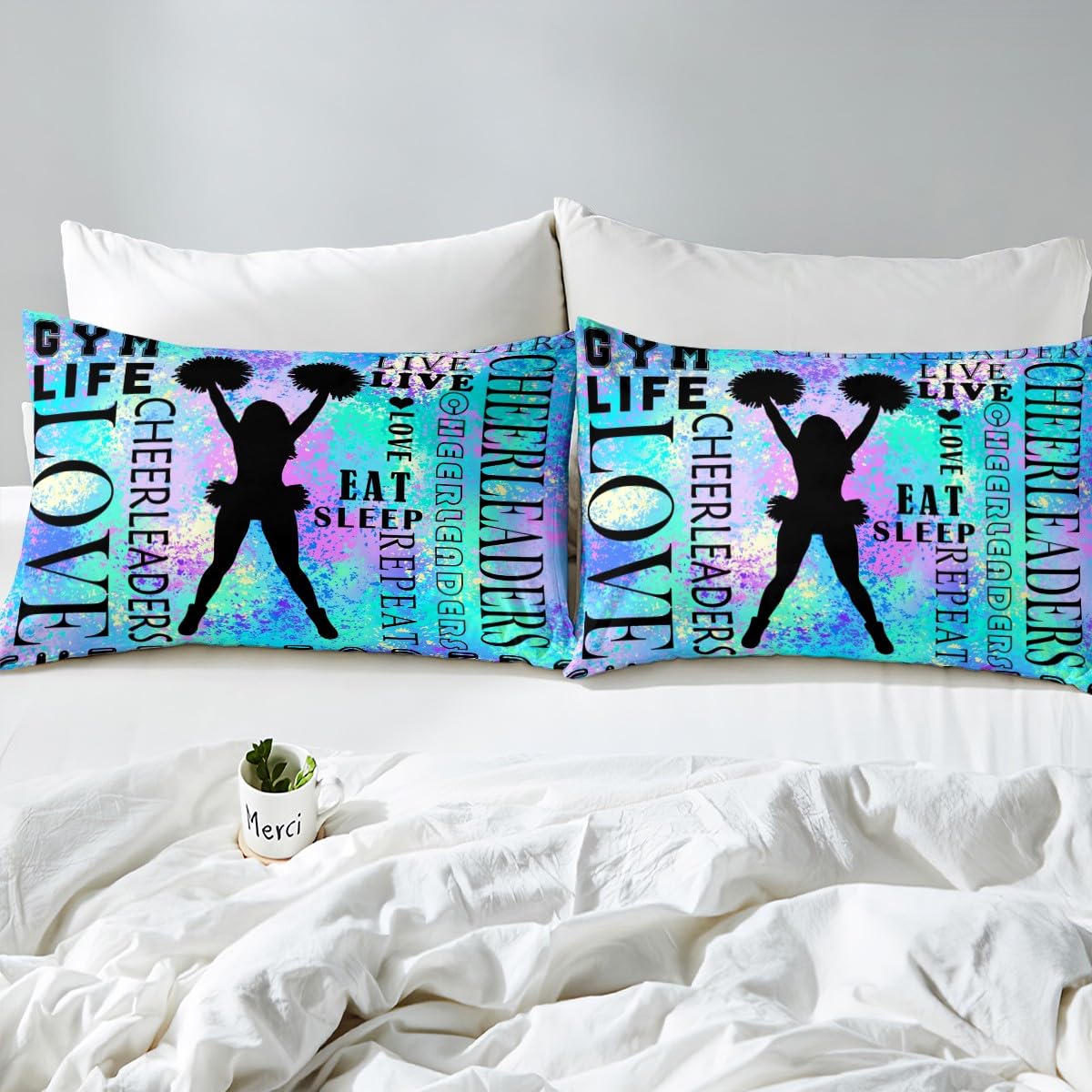 Cheer - Set di biancheria da letto super king size per bambini e bambine, con copripiumino blu, traspirante, morbido e leggero, in microfibra