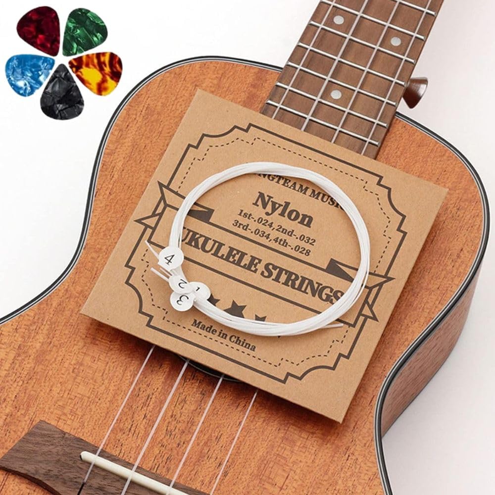 TECHBLAZE 4 Nylon Ukulele Strings Set Replacement Ukulele Strings True Tone for Soprano, Concert, Tenor, 1-A,2-E,3-C,4-G – White-image-41