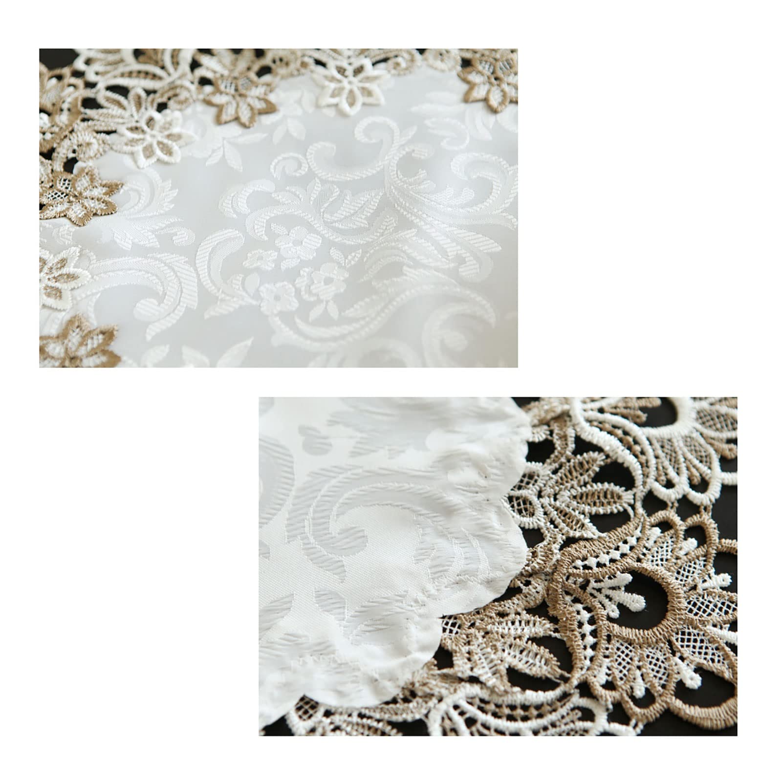 Chemins de Table, Lot de 2 napperons rectangulaires en Tissu et Dentelle avec Broderie en macramé exquise for décoration de Noël et du Nouvel an(40 * 220cm)