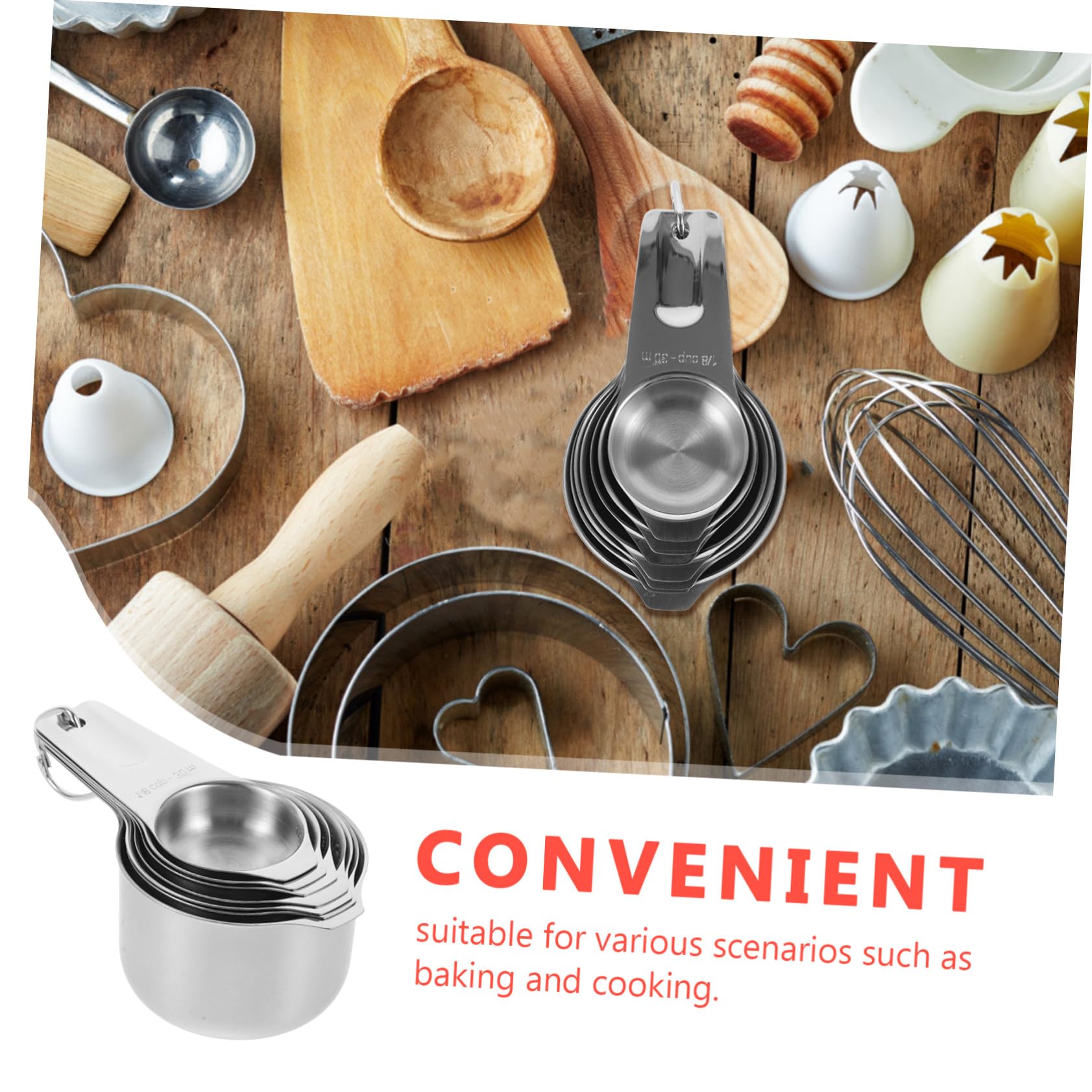 Ipetboom Misurini in Acciaio Inox con Bilancia Misurini da Cucina per Cottura Misurazione di Ingredienti con Design Impilabile per Spazio