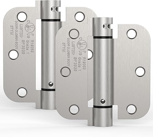 Miniatura 9 de Treasem Bisagra de puerta de cierre automático, bisagra de resorte de cierre automático con tensión ajustable, 3.5 x 3.5 pulgadas, esquinas de radio