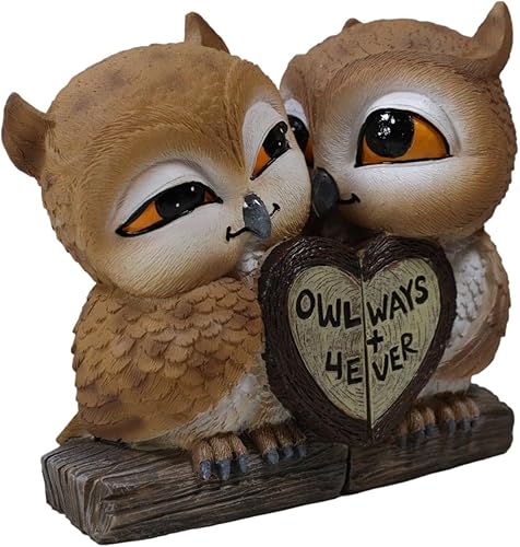 Miniatura 3 de Ebros - Estatua de decoración romántica de 2 piezas con diseño de búhos de San Valentín, pájaros, con forma de corazón, con texto en forma de corazón