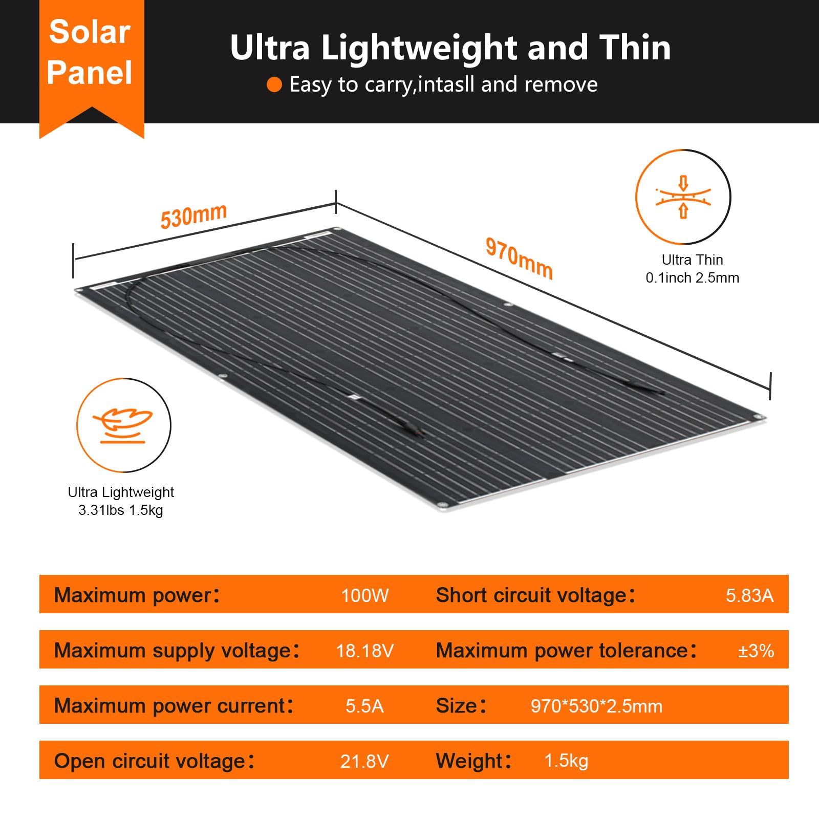 Pannello solare monocristallino flessibile ETFE 100W pannello solare etfe per alimentazione indipendente dalla rete