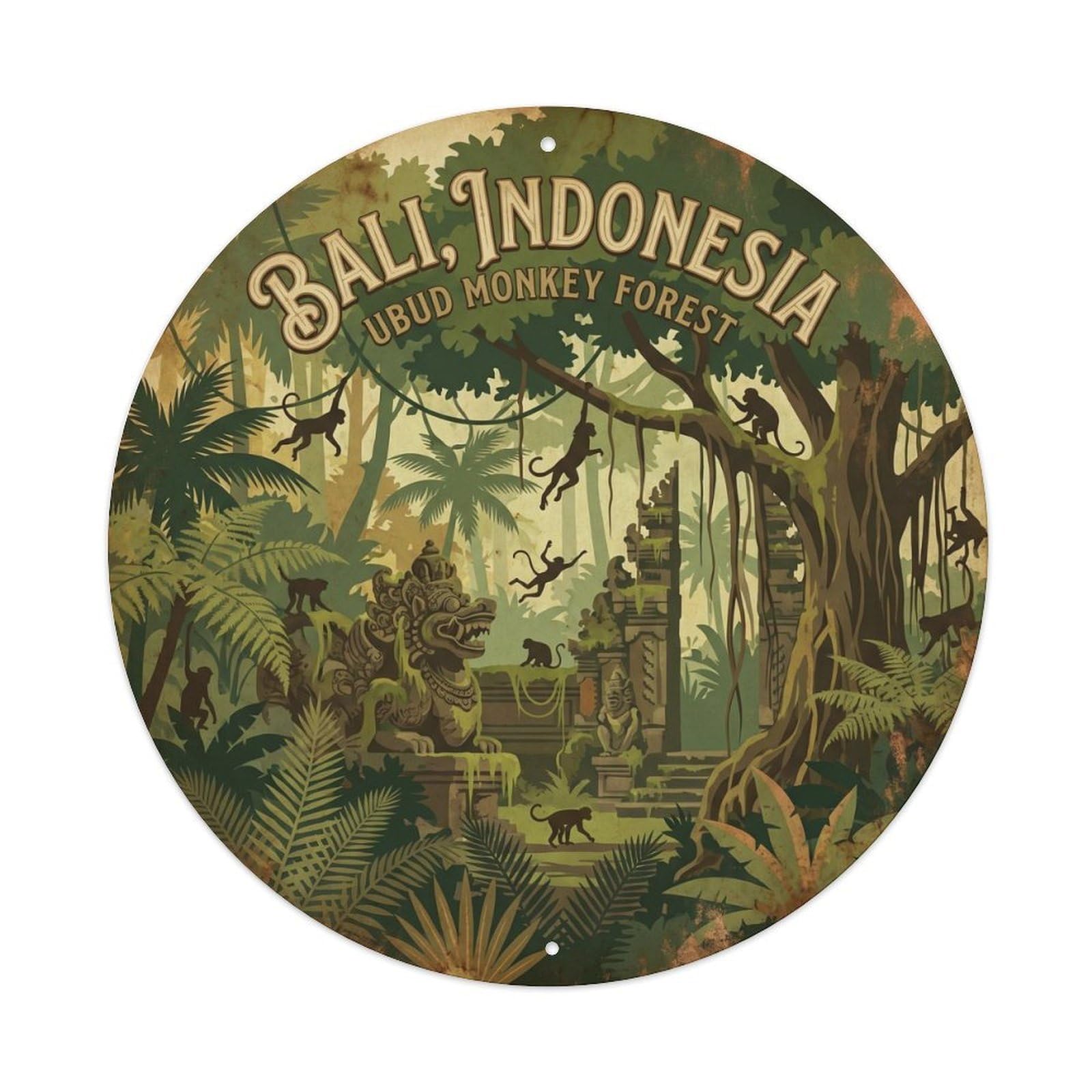 Ubud Monkey Forest Rainforest Nature Travel Metal Tin Sign