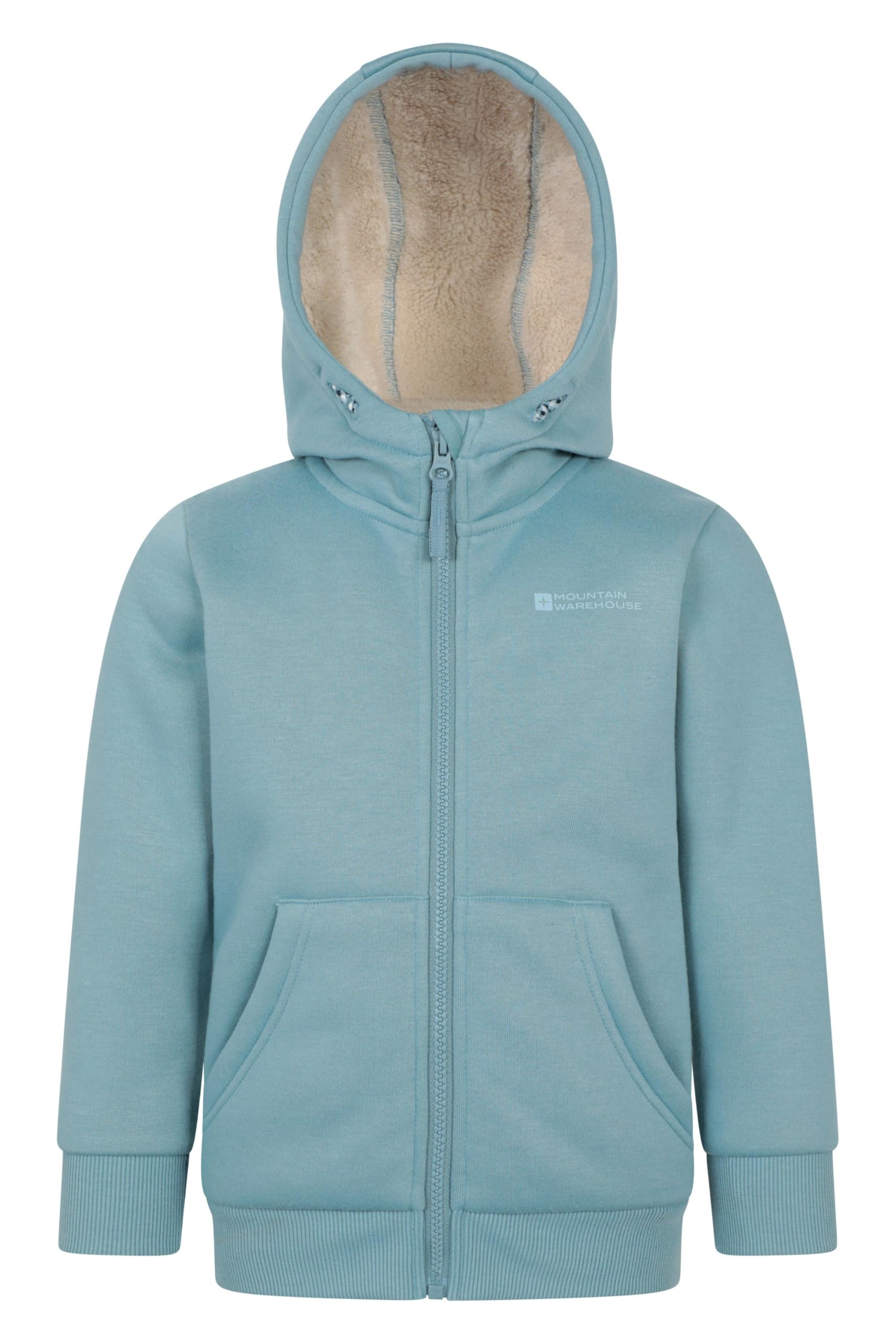 Mountain Warehouse Alpine II Kids Full-Zip Hoodie - Warm & Cozy Top with Sherpa Lining, For Boys & Girls - Best for Autumn, Winter, Outdoors, Walking, Hiking Teal Teen Size 13 Years