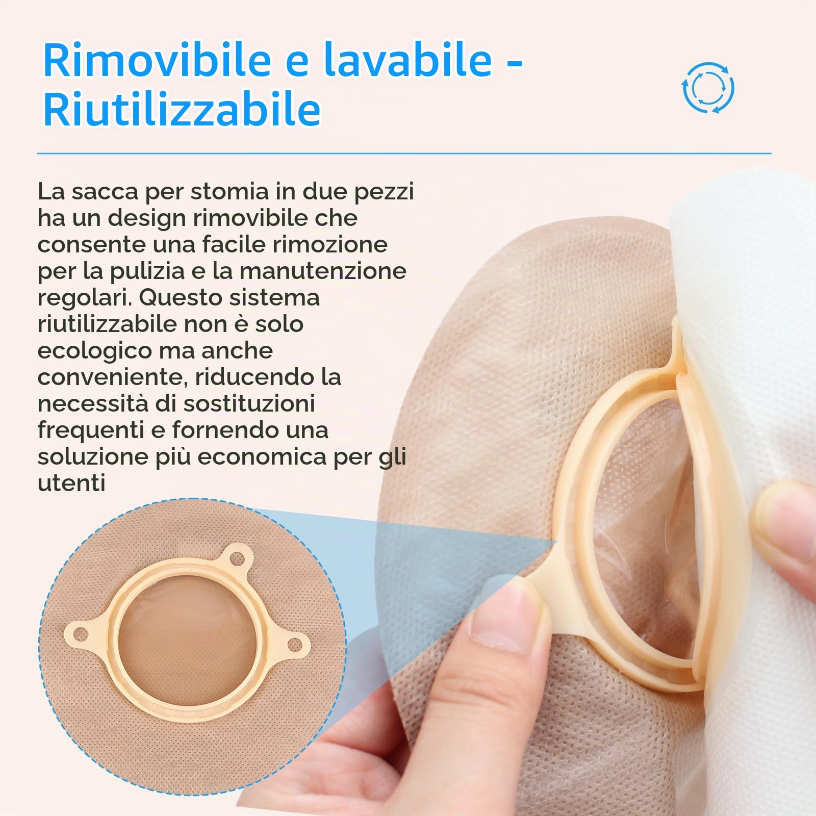 Heagimd 30 Pz Sacchetti per Colostomia, Sacche per Stomia a 2 Pezzi, 60 Mm | 20 Pezzi Sacche + 10 Pezzi Barriera, Cura dello Stoma per Ileostomia, Ritagliabili su Misura, delicati sulla pelle