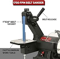 Vista 3 de Bucktool Combo de amoladora de banda de banco de baja velocidad, correa de 2.1 A de 1 x 30 pulgadas y amoladora de 6 pulgadas, lijadora de disco