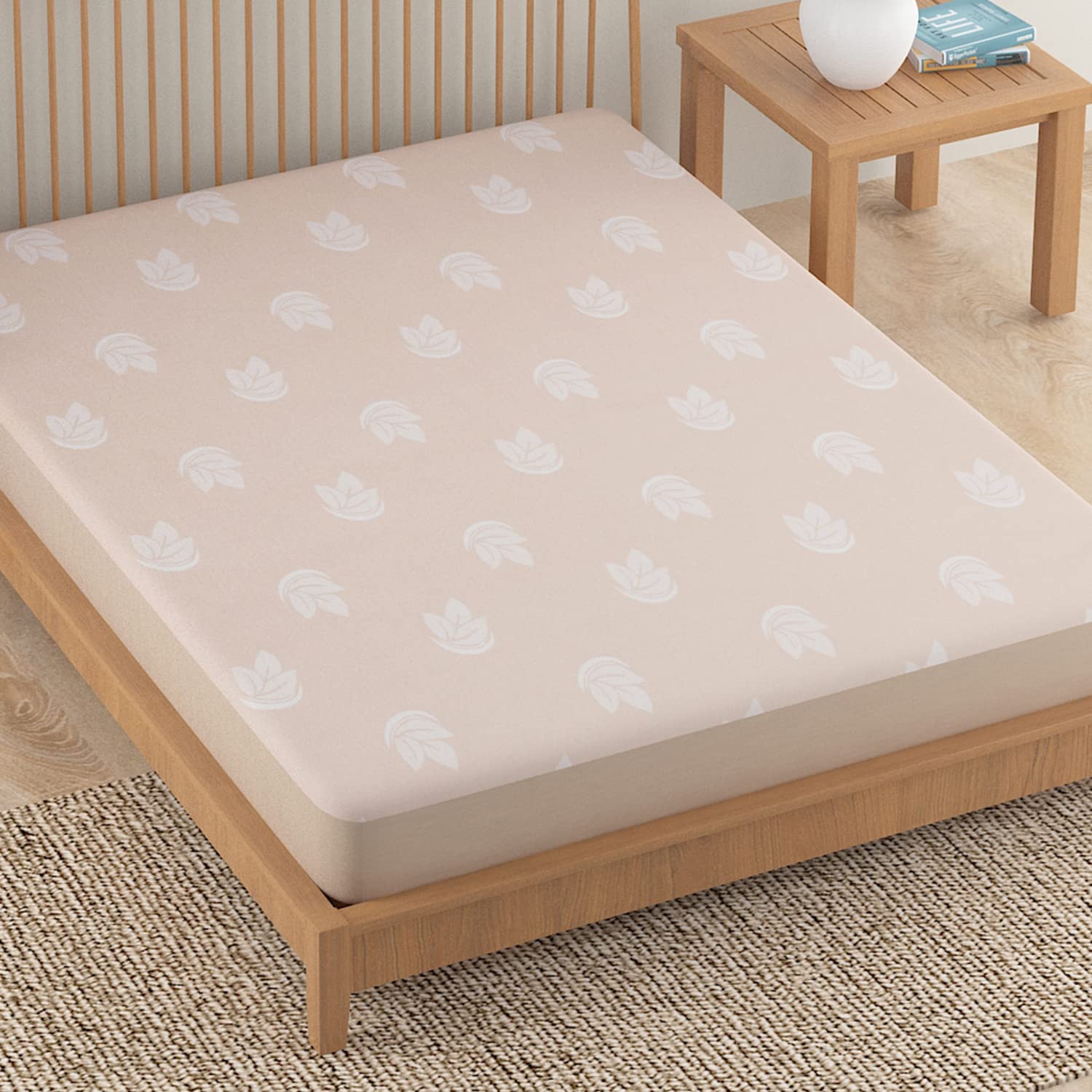 HOKIPO Cotton Printed Luxury Jacquard Woven Cloth Fitted Mattress Protector | Waterproof Ultra Soft Mattress Cover | Hypoallergenic Bed Cover King Size (78X72 Inch | 6.5X6 Feet) - Beige (In-590-Bge) (B0BW62C3RQ) Amazon Price History, Amazon Price Tracker