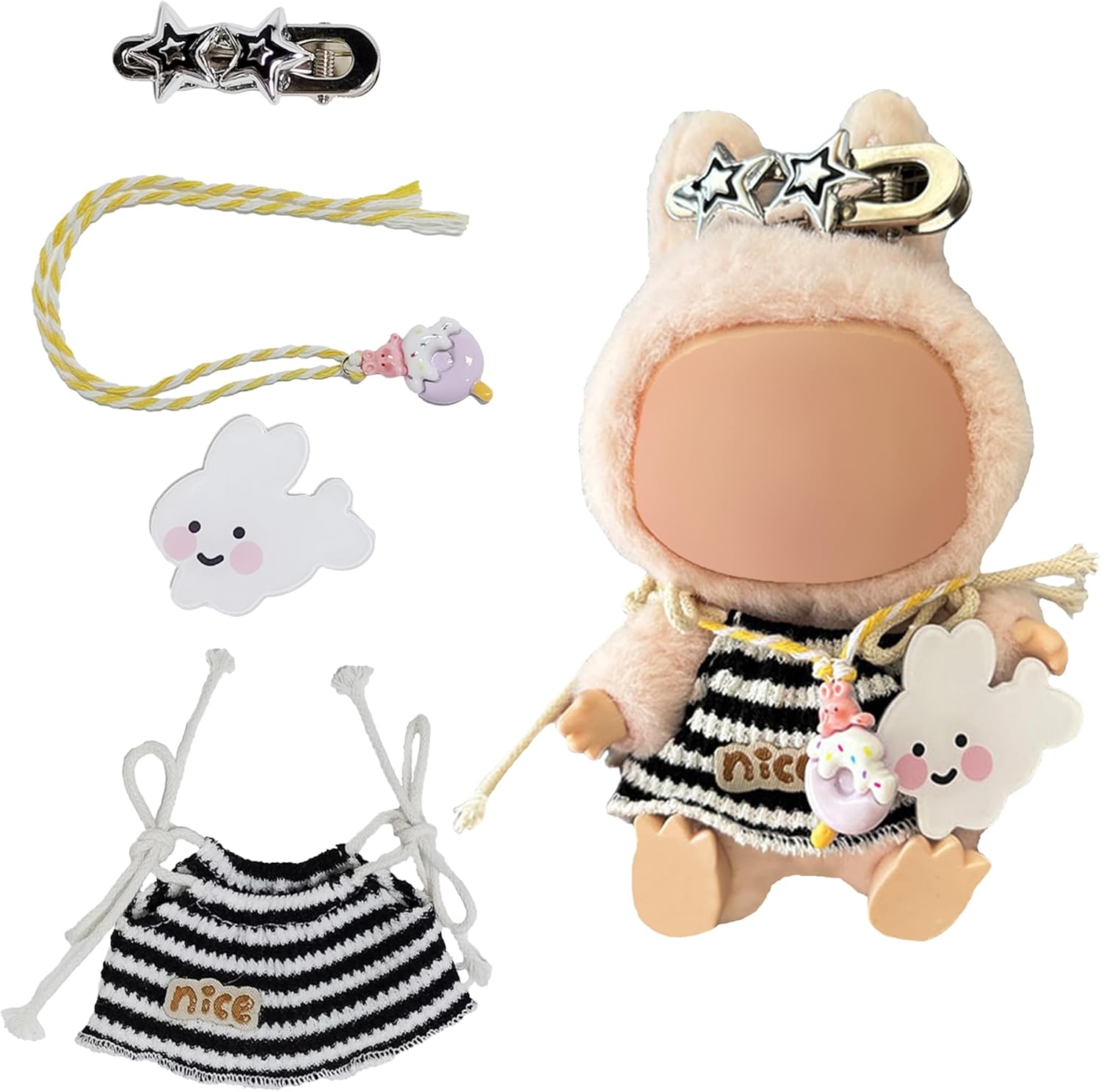 Clothes for LABUBU Outfits(No Doll) 15/17cm La Bubu Doll Clothes Set with Accessaries Stylish Dress-Up Set for La Boo-Boo