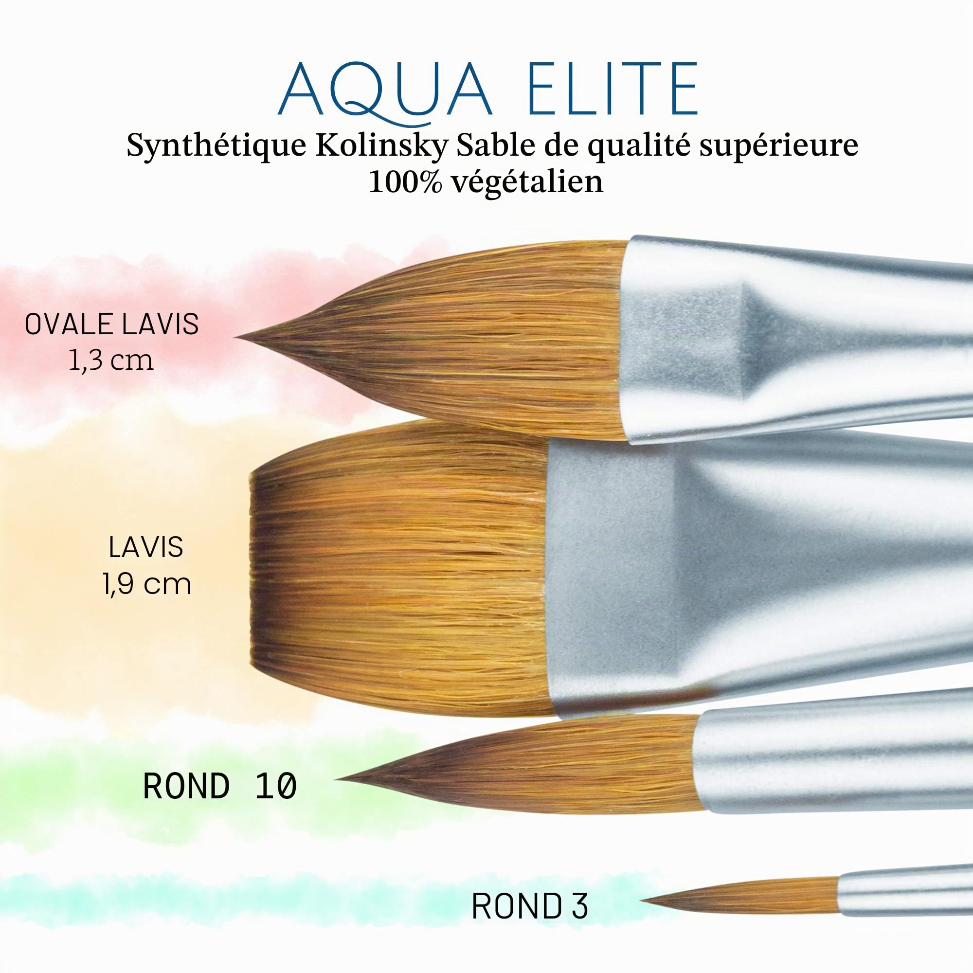Princeton Artist Brush Co. Aqua Elite Professional 4850 Series Lot de 4 pinceaux synthétiques Kolinsky pour Aquarelle – Pinceaux Aquarelle ou Gouache – Pinceaux de Peinture d'artiste