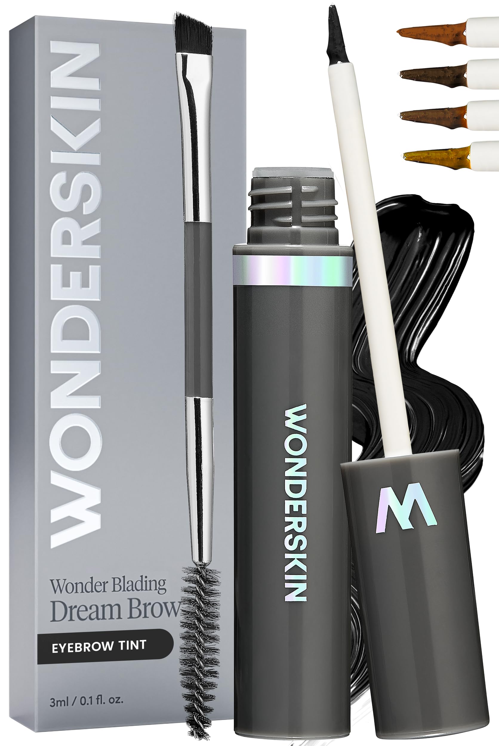 Wonderskin Eyebrow Gel - Long Lasting Eyebrow Gel, Tinted Brow Filler Black