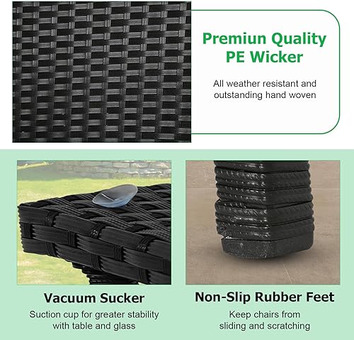 Vista 147 de FDW - Juego de muebles de mimbre de 3 piezas, sillas de ratán modernas con mesa auxiliar, resistentes a la intemperie, para exterior, patio, porche