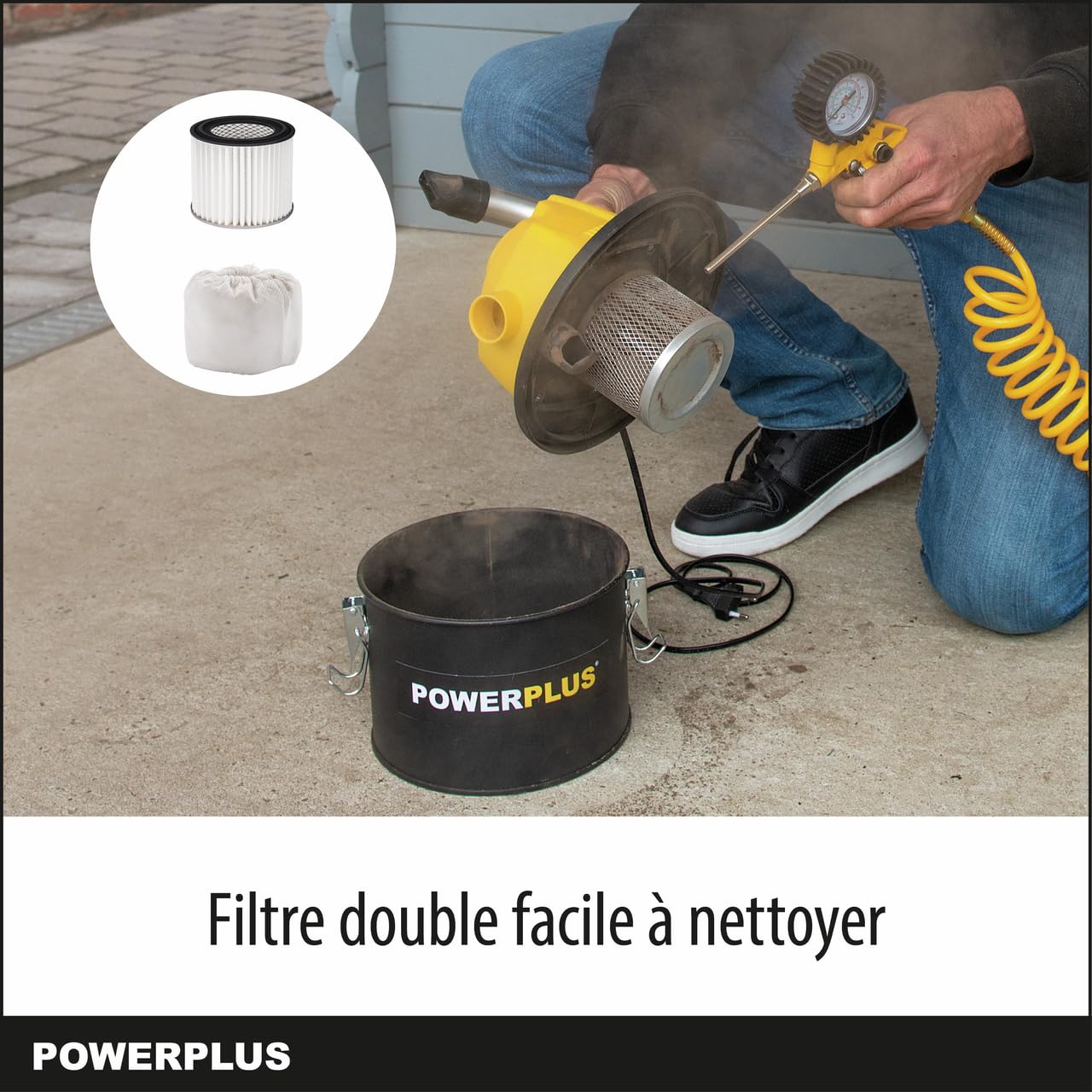 Powerplus Aspirateur cendre POWX3004 - vide cendres compact de 600W pour BBQ, poêle à bois, brûleur - réservoir de 4l - max. 40°